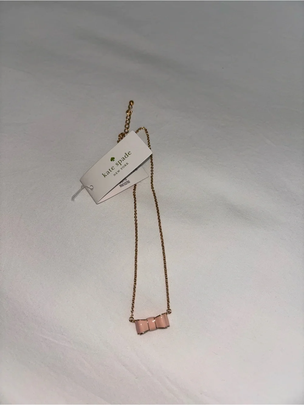 kate spade Pink Enamel Bow Necklace with Gold Chain